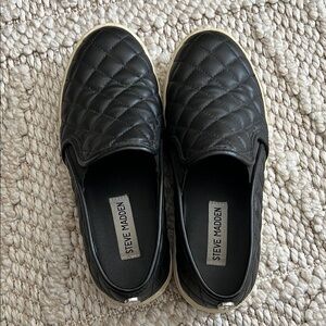 Steve Madden Black Quilted Slip-Ons